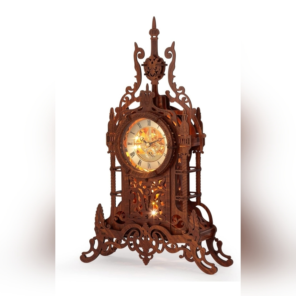 Intricate Brown Wooden Wall Clock